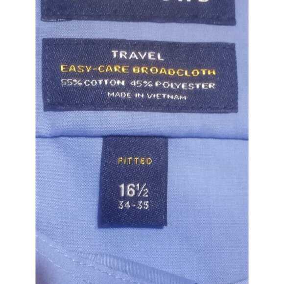 New Stafford Easy Care Travel Men's 16.5 34-35 (XL) Fitted Dress Shirt Blue NWT - Picture 9 of 12